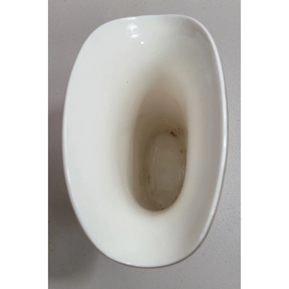Floral Butterfly Ceramic Vase Flared Gold Rim White Iris Botanical Decor 6.5in